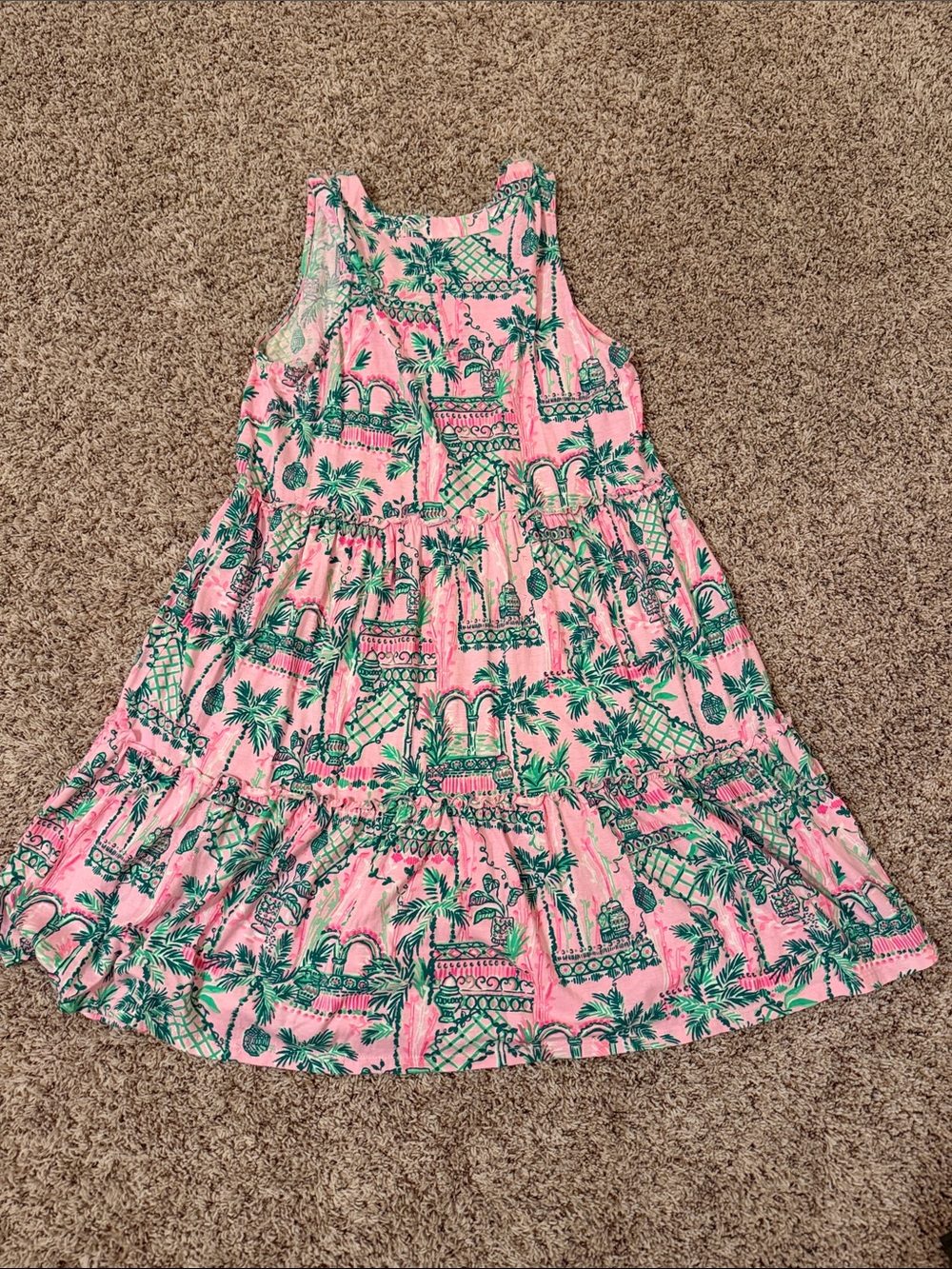 Lily Pulitzer Pink Tropical Print Tiered Dress - Picture 2 of 2